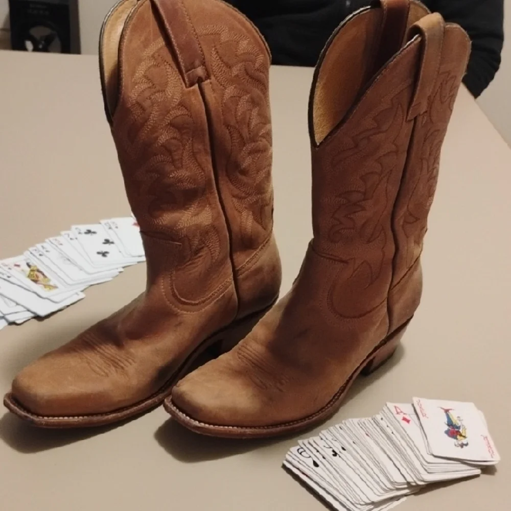 Moonshine Spirit Crazy Horse Leather Tan Cowboy Boots Mens 8.5 Brad Paisley - Picture 4 of 7